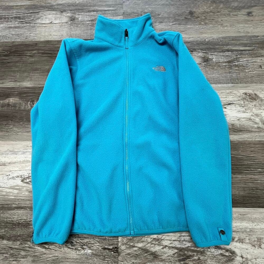 The North Face Fleece Blue Gray Girls XL Gorpcore Hiking Outdoor Full Zip Jacket